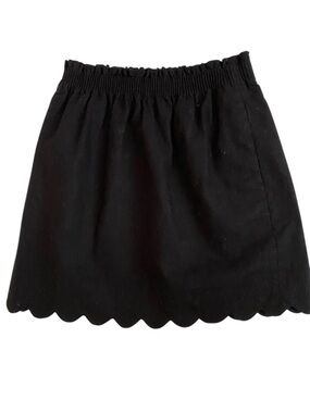 J.CREW FACTORY LINEN BLEND SKIRT SCALLOP HEM PAPERBAG WAIST SIZE 2 BLACK